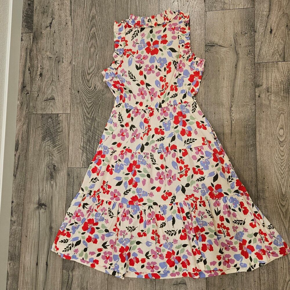 Maggy London Ivory Floral Print V Neck A-line Sleeveless Dress Woman Size 6 NWOT